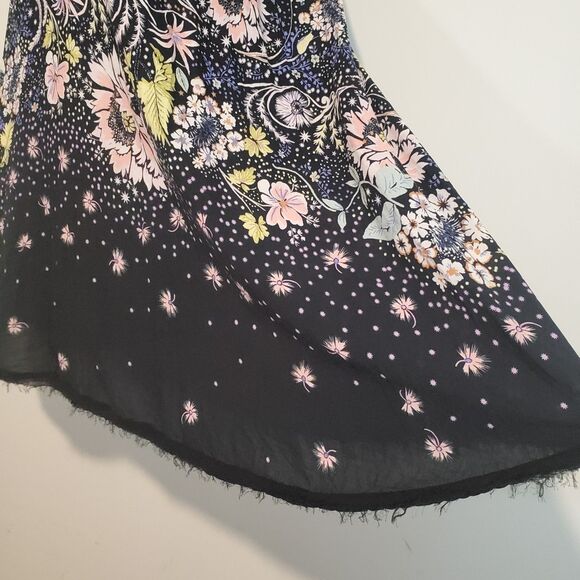 Free People Intimately Dress Medium Black Floral Longwood Slip Fairy Whimsy Boho - Picture 5 of 15